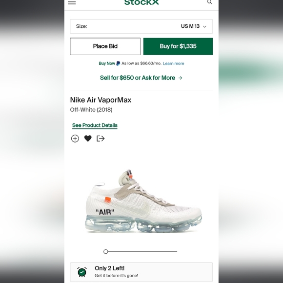 Nike Off White Vapor Max - Picture 9 of 10